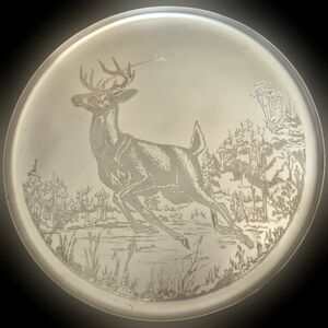 Vintage Silhouette Canadian Original Round Metal Deer Serving Tray 13" Diameter